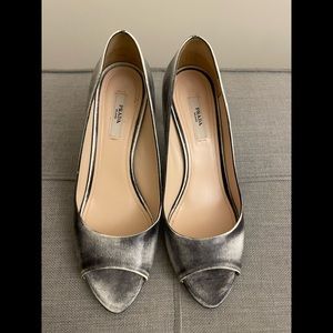 Prada Smokey lucite open toe sexy wedges